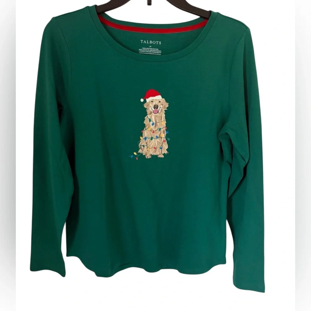 New Talbots Golden Retriever Christmas Shirt - Picture 1 of 5